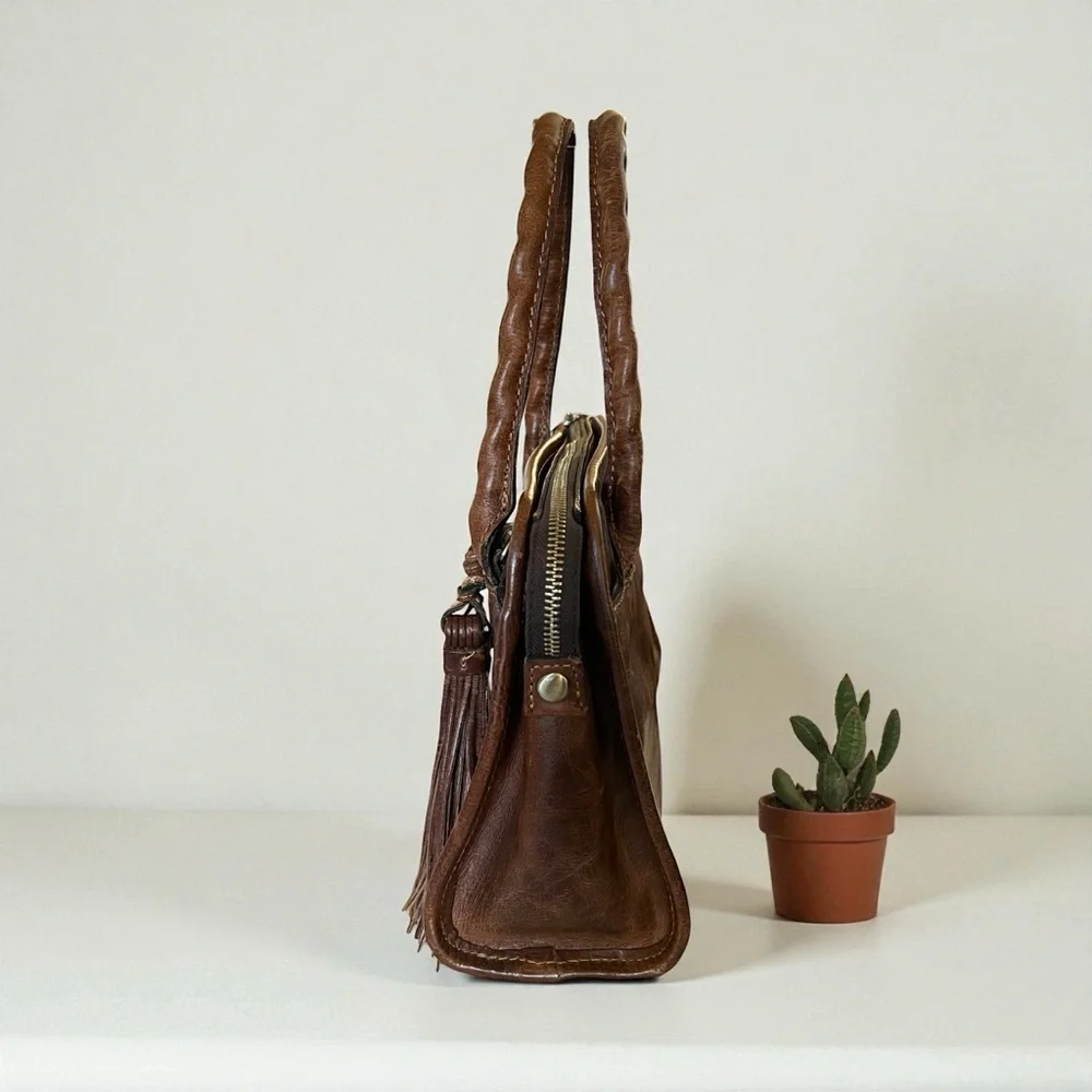 Patricia Nash Paris Cognac Leather Satchel